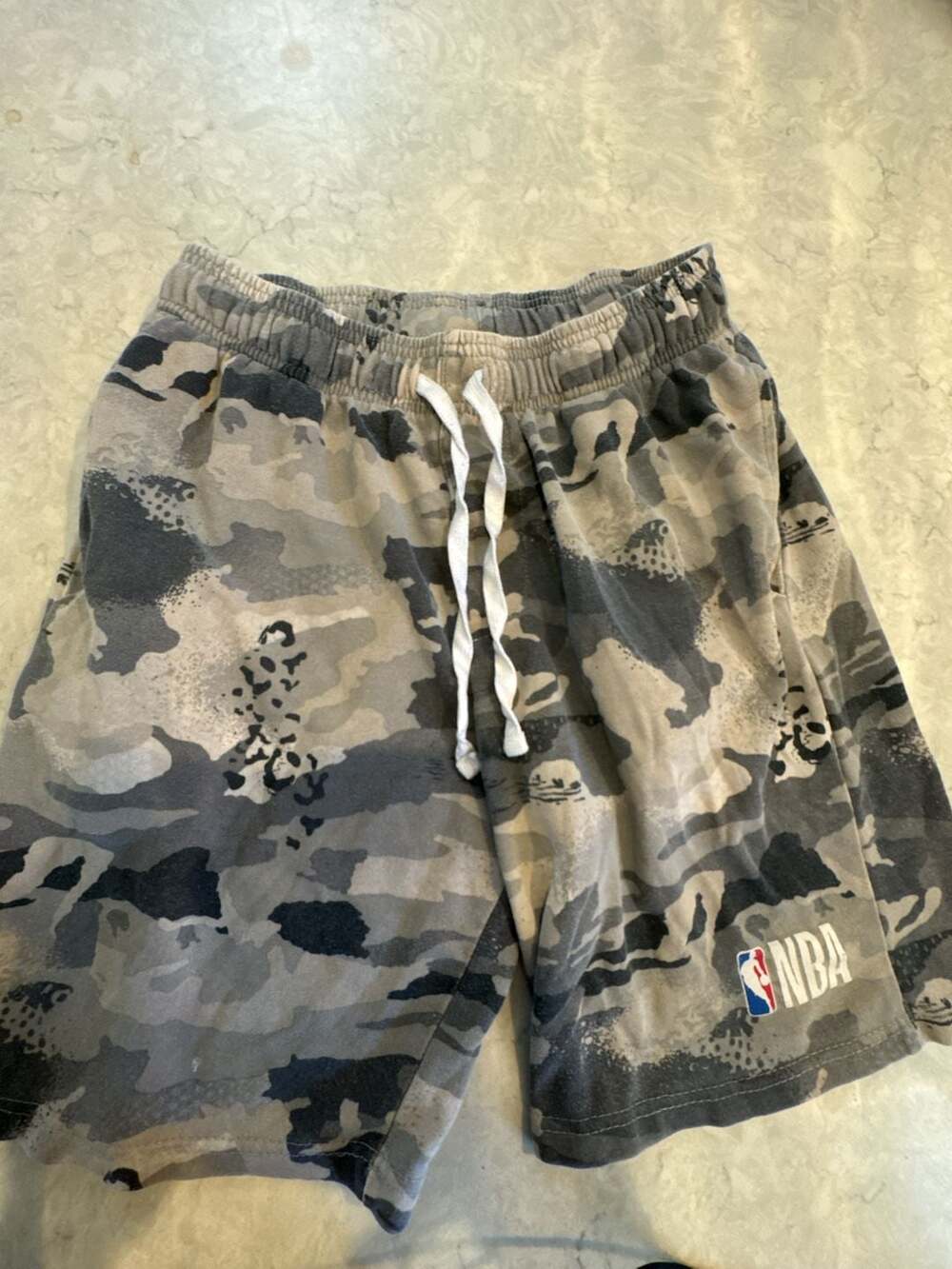 NBA Gray Camouflage Drawstring Shorts with Logo